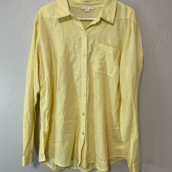 Cooper and Ella Linen Blend Pastel Yellow Blouse - Picture 1 of 6
